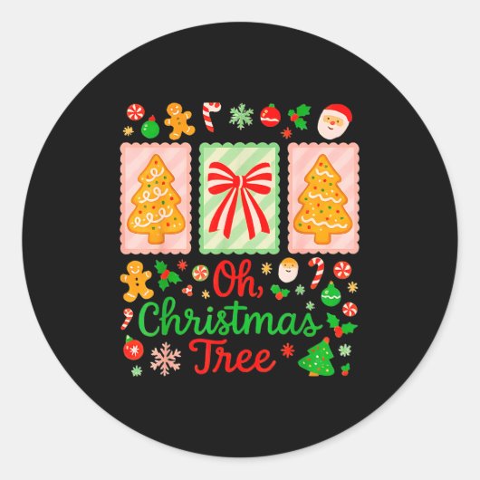 Groovy Oh Christmas Tree Cakes Debbie Becky Jen Ca Ronde Sticker (Voorkant)