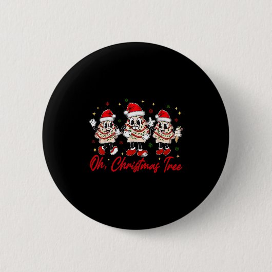 Groovy Oh Christmas Tree Cakes Funny Xmas Mannen V Ronde Button 5,7 Cm (Voorkant)