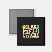 Groovy Oh Hey 5e klas Terug naar school Leren Magneet (Voorkant / Achterkant)