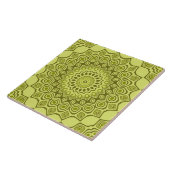 Groovy Olijfgroene Mandala Patroon Tegeltje (Zijkant)