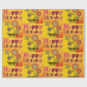 Groovy Oma 1970's Verjaardag Vibe Custom Cadeaupapier (Vlak)