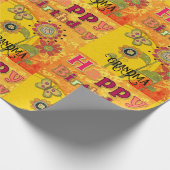 Groovy Oma 1970's Verjaardag Vibe Custom Cadeaupapier (Hoek)