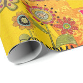 Groovy Oma 1970's Verjaardag Vibe Custom Cadeaupapier (Rol Hoek)