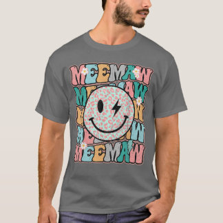 Groovy Oma Luipaard Glimlach Gezicht Oma Leven Mot T-shirt