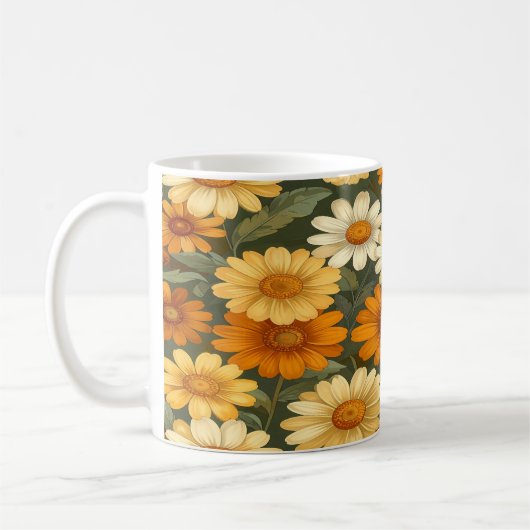 Groovy Oma Retro Bloemendesign Geschenk Koffiemok (Links)