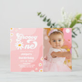 Groovy One 1e verjaardag Boho Floral Daisy Kaart (Staand voorkant)