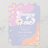 Groovy One 1e verjaardag Boho Floral Daisy Kaart (Voorkant / Achterkant)