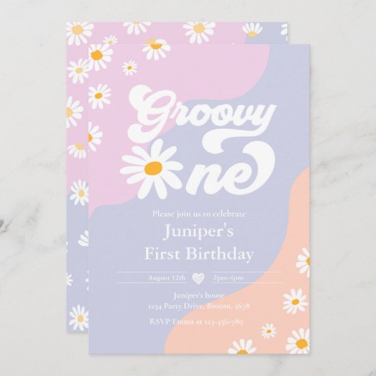 Groovy One 1e verjaardag Boho Floral Daisy Kaart (Voorkant / Achterkant)