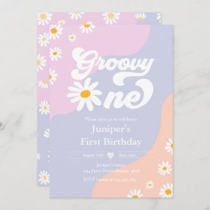 Groovy One 1e verjaardag Boho Floral Daisy  Kaart