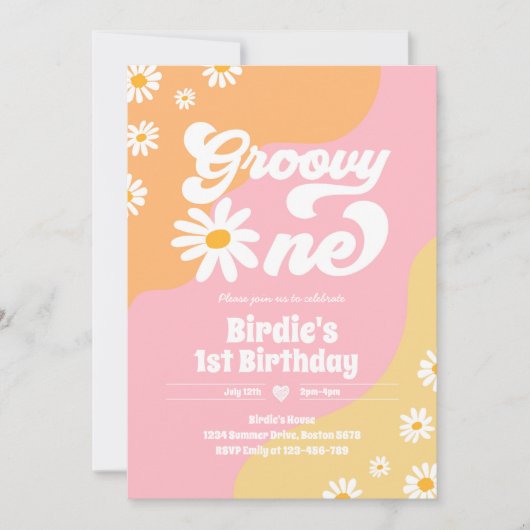 Groovy One 1e verjaardag Boho Floral Daisy Kaart (Voorkant)