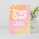 Groovy One 1e verjaardag Boho Floral Daisy Kaart (Staand voorkant)