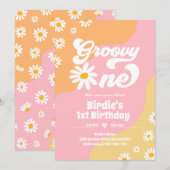 Groovy One 1e verjaardag Boho Floral Daisy Kaart (Voorkant / Achterkant)