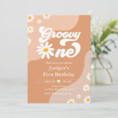 Groovy One 1e verjaardag Boho Floral Daisy Kaart (Staand voorkant)