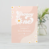 Groovy One 1e verjaardag Boho Floral Daisy Kaart (Staand voorkant)