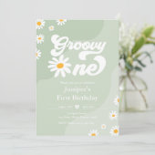 Groovy One 1e verjaardag Boho Floral Daisy Kaart (Staand voorkant)