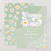 Groovy One 1e verjaardag Boho Floral Daisy Kaart (Voorkant / Achterkant)