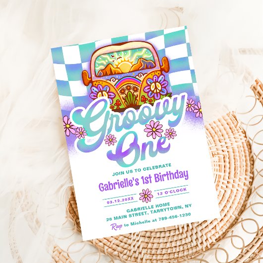 Groovy One 1e verjaardag Boho Floral Daisy Kaart
