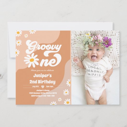 Groovy One 1e verjaardag Boho Floral Daisy Kaart (Voorkant)