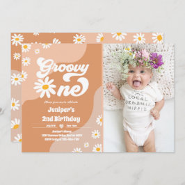 Groovy One 1e verjaardag Boho Floral Daisy Kaart