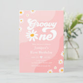 Groovy One 1e verjaardag Boho Floral Daisy Kaart (Staand voorkant)