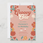 Groovy One 1e verjaardag Boho Hippy Vibes Inv Kaart (Voorkant)