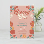 Groovy One 1e verjaardag Boho Hippy Vibes Inv Kaart (Staand voorkant)