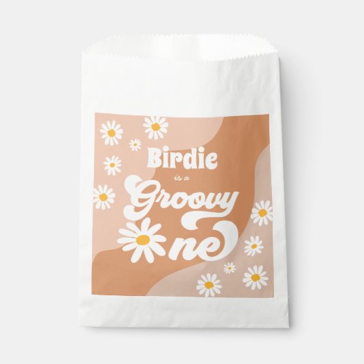 Groovy One 1e verjaardag Boho Retro Daisy Bedankzakje (Voorkant)
