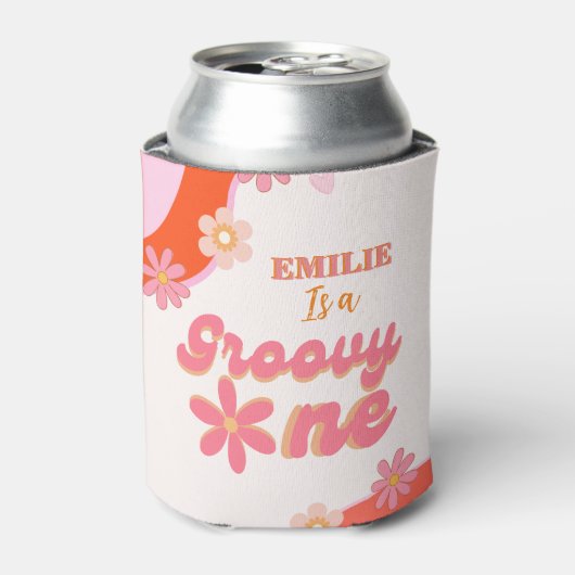 Groovy One 1e verjaardag Boho Retro Daisy Blikjeskoeler (Blikje Voorkant)