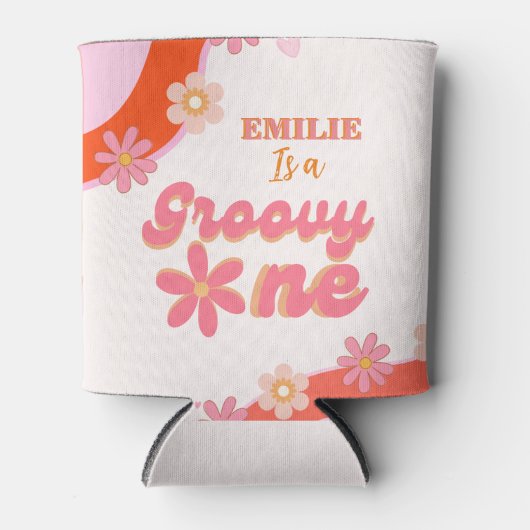 Groovy One 1e verjaardag Boho Retro Daisy Blikjeskoeler (Voorkant)