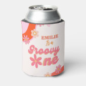 Groovy One 1e verjaardag Boho Retro Daisy Blikjeskoeler (Blikje Achterkant)