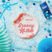 Groovy One 1e verjaardag Boho Retro Daisy Papieren Bordje (Feest)