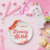 Groovy One 1e verjaardag Boho Retro Daisy Papieren Bordje (Feest)