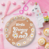 Groovy One 1e verjaardag Boho Retro Daisy Papieren Bordje (Feest)
