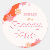 Groovy One 1e verjaardag Boho Retro Daisy Ronde Sticker (Voorkant)