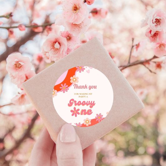 Groovy One 1e verjaardag Boho Retro Daisy Ronde Sticker