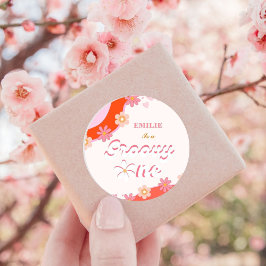 Groovy One 1e verjaardag Boho Retro Daisy Ronde Sticker