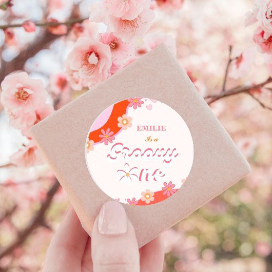 Groovy One 1e verjaardag Boho Retro Daisy Ronde Sticker