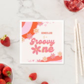 Groovy One 1e verjaardag Boho Retro Daisy Servet (Insitu)