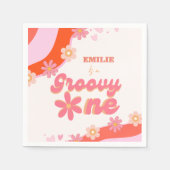 Groovy One 1e verjaardag Boho Retro Daisy Servet (Voorkant)