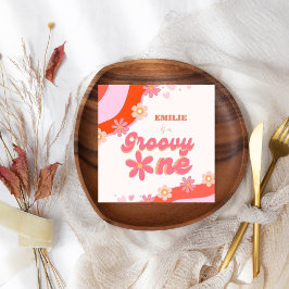 Groovy One 1e verjaardag Boho Retro Daisy Servet