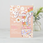 Groovy ONE 1e verjaardag Hippie 70's Retro Kaart (Staand voorkant)