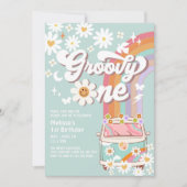 Groovy ONE 1e verjaardag Nodig Hippie 1e verjaarda Kaart (Voorkant)