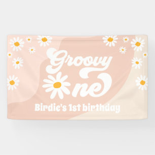 Groovy One 1st Birthday Party Retro Daisy Welkom Spandoek