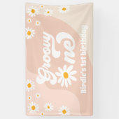 Groovy One 1st Birthday Party Retro Daisy Welkom Spandoek (Verticaal)
