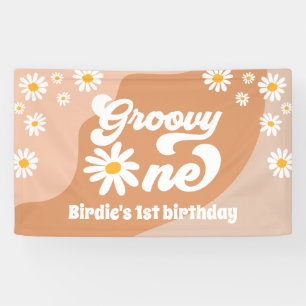 Groovy One 1st Birthday Party Retro Daisy Welkom Spandoek