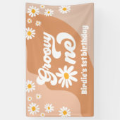 Groovy One 1st Birthday Party Retro Daisy Welkom Spandoek (Verticaal)