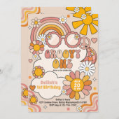 Groovy One 70s Flower Power Rainbow Verjaardagsfee Kaart (Voorkant / Achterkant)