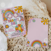 Groovy One 70s Flower Power Rainbow Verjaardagsfee Kaart