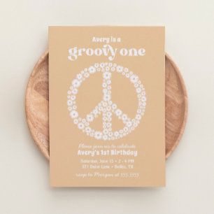 Groovy One 70s Yellow Daisy 1st Birthday Party Kaart