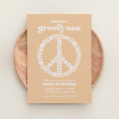 Groovy One 70s Yellow Daisy 1st Birthday Party Kaart